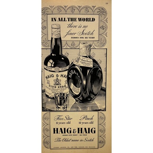 Haig & Haig Scotch Vtg Print Ad 40s Oldest Name in Scotch Alcohol Advertising - Picture 6 of 6